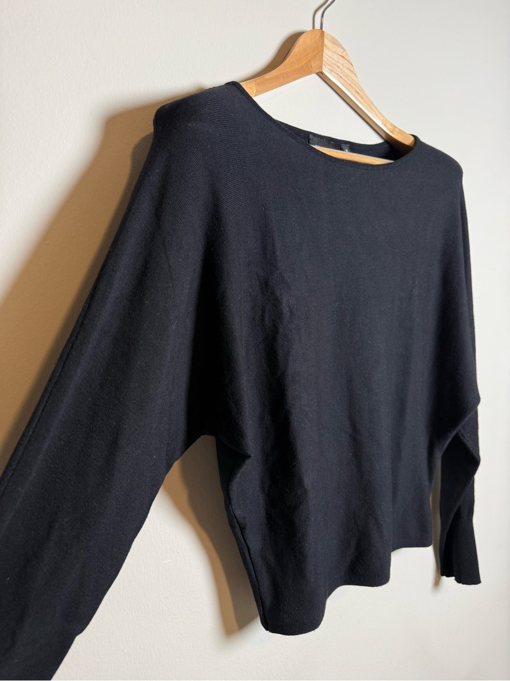 Cyrus | Dolman Sleeve Lightweight Knit Sweater | Black | Size Small - Picture 3 of 10